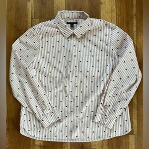 Banana Republic Women’s Striped Pink and White Blue Elephants Shirt